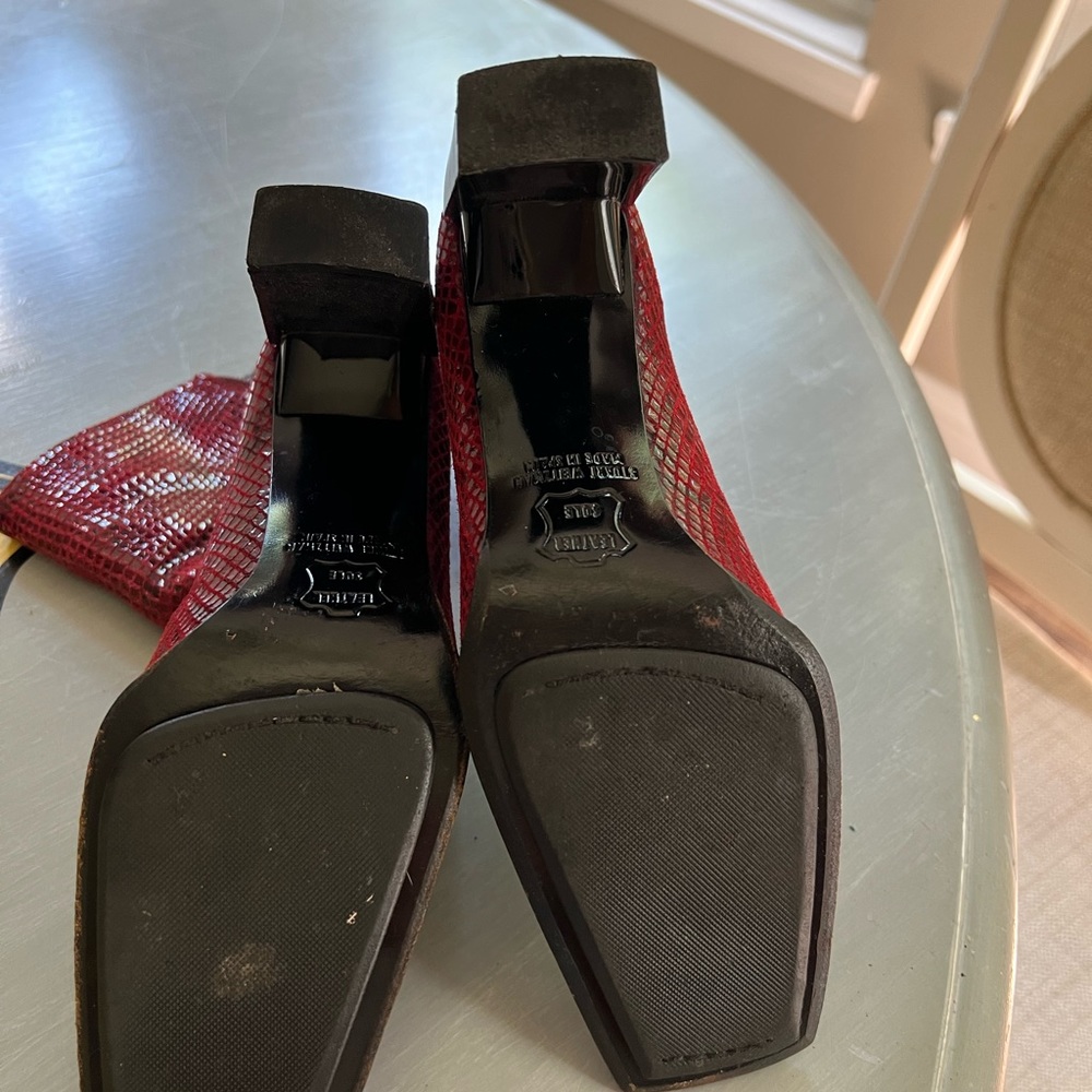 Stuart Weitzman Red Snake Boots Size 6b - image 2